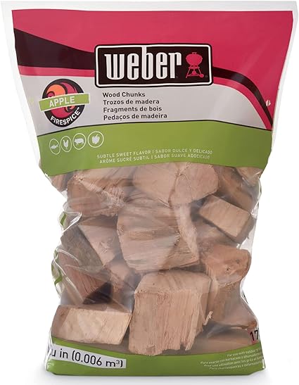 Weber Apple Wood Chunks, 4 lb – Premium BBQ Smoking & Grilling Chips for Subtle, Sweet Apple Flavor – Ideal for Beef, Lamb, Poultry, Pork & Fish – Long Lasting